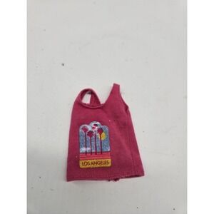 Vintage Barbie Clothes :  Hot Pink "Los Angeles" California Pink Graphic Top 🌞